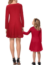 Family Mother Daughter Parent-child Christmas Printed Long Sleeve Women Dress